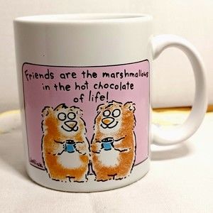 Vintage Coffee Mug Cup Hallmark Cards Shoebox Greetings Friends 2 Bears Cartoon